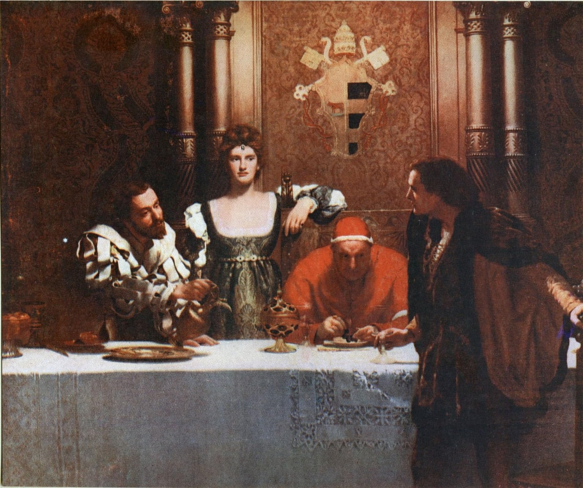 ARTXLXXBN Famous Painting Art Wall Decor Abstract Art Picture a Glass of Wine with Caesar Borgian by John Collier Animal Pictures for Home Decor 60x90cm