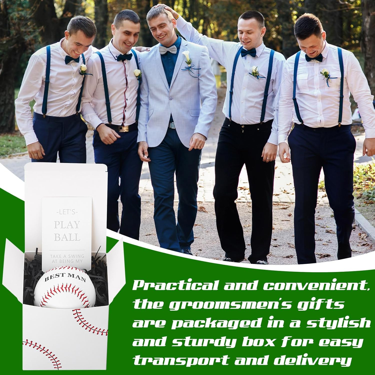 WinnerWhy 6 Sets Groomsman Proposal Gifts Box Groomsmen Baseball Wedding Favors with Invitation Cards Best Man Proposal Gifts Accessories for Wedding DIY Marriage Ceremony Party Supplies