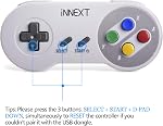 2 Pack 2.4 GHz Wireless USB Controller Compatible with Super NES Games, iNNEXT SNES Retro USB PC Super Classic Controller for Windows PC MAC Linux Genesis Raspberry Pi Retropie (Multicolored Keys)