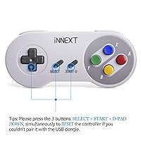 Vista 8 de 2 unidades de controlador USB inalámbrico de 2,4 GHz compatible con juegos de SNES, controlador USB SNES retro para PC clásico super para Windows PC