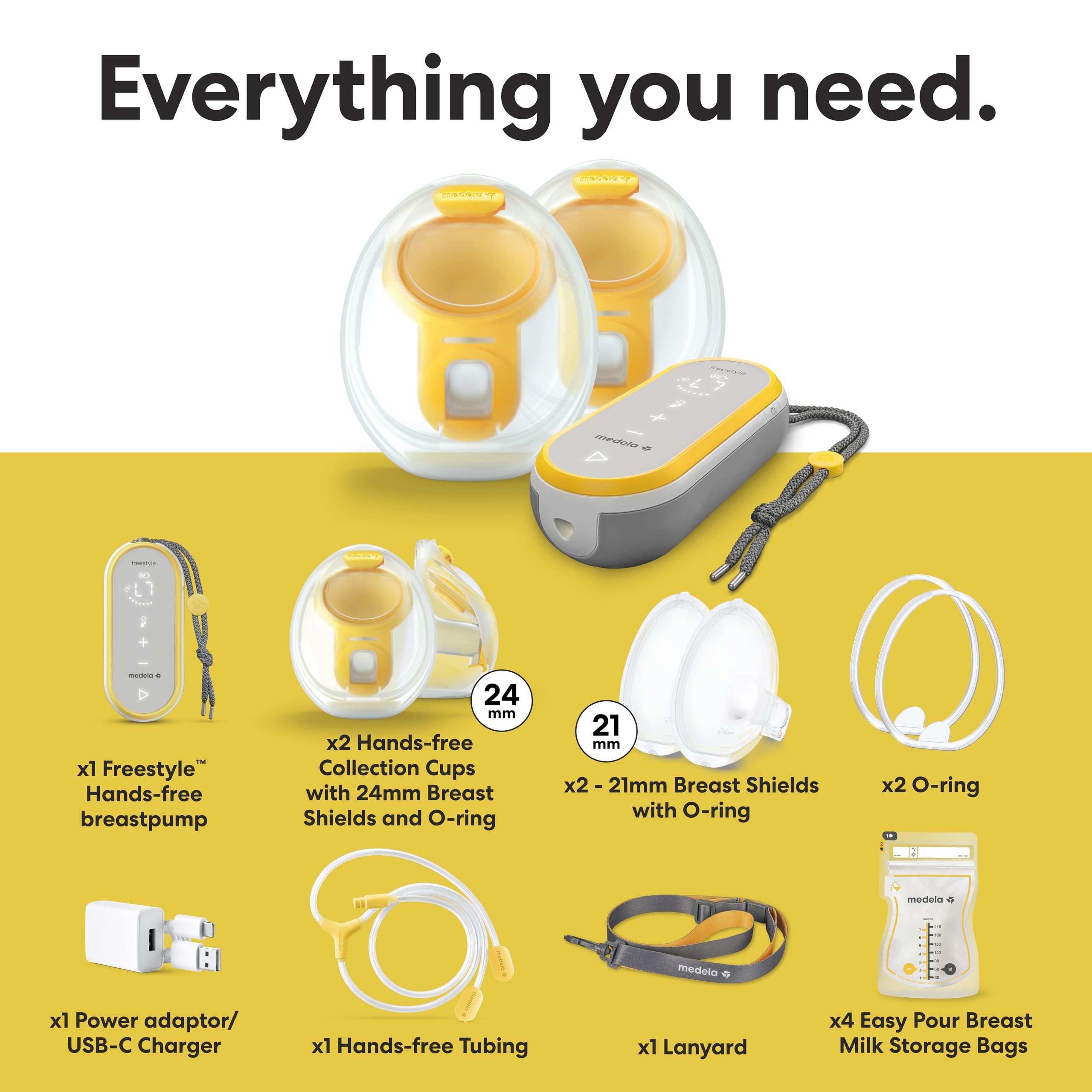Medela Tiralatte Freestyle a mani libere | Tiralatte elettrico doppio, portatile, discreto e indossabile, con connettivit app