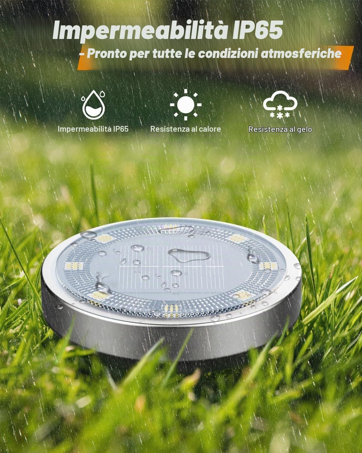 btfarm 10 Pezzi Luci Solari da Giardino, 8 LED Faretti Sepolta Solari a Led da Esterno, Lampade Solare da Terra IP65 Impermeabile per Cortile Prato Vialetto Scala Strade Paesaggio, Bianco Caldo