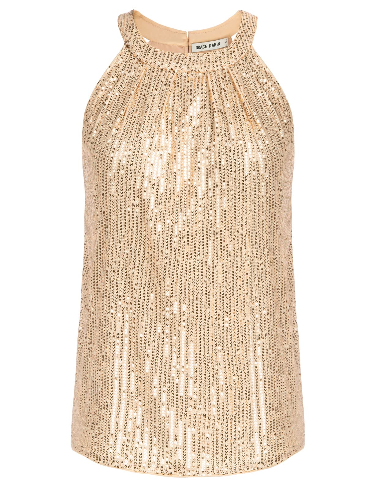 GRACE KARIN Damen Pailletten Tops Ärmellose Neckholder Camisole Party Club | Pailletten, Neckholder, Ärmellose, Camisole, Ärmellose, Party, Club, Tank-Tops, Vest, Cocktail