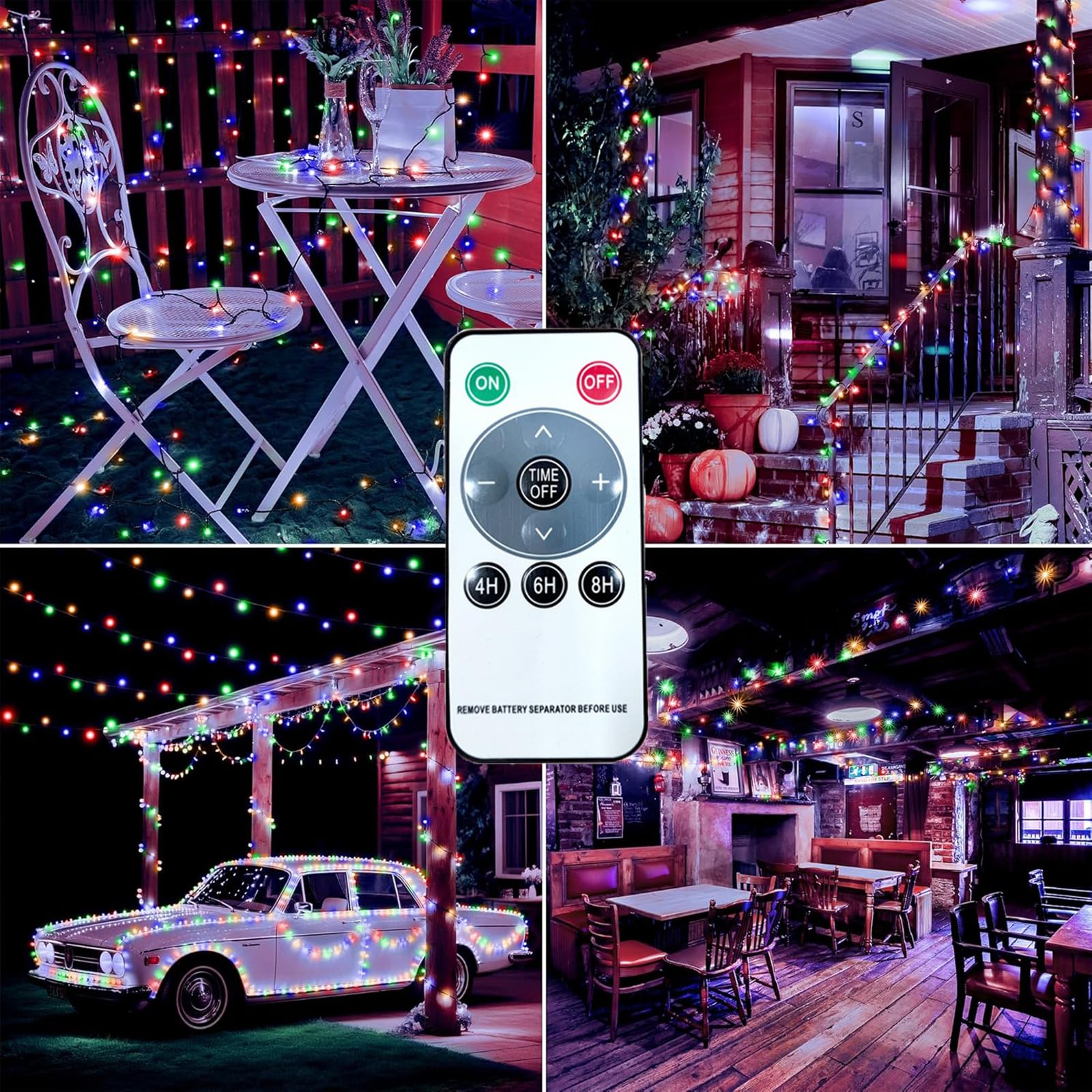 Cadena de luces LED recargable por USB, con mando a distancia, 8 modos, impermeable, funciona con pilas, alambre de cobre, luces de hadas para bodas (multicolor, 30 m, 300 LED)