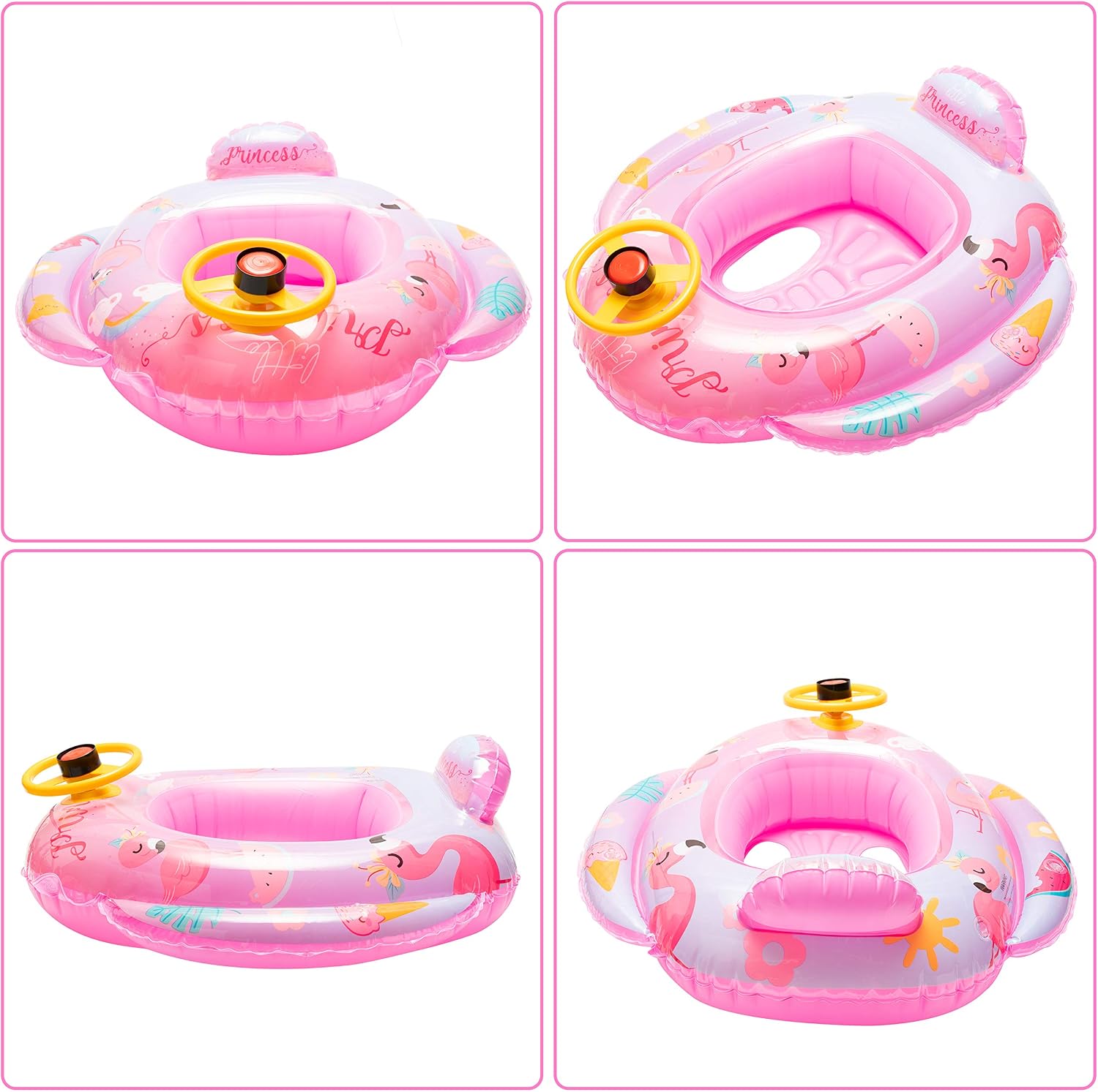 WATINC Baby Swimming Inflatable Float Flamingo Pattern Inflatable Float Swimming Ring Infant Boat Pool Ring Yacht Swimming Rings Summer Pool Float Toddler Baby Inflatable Float for Baby Aged 1-3 - Image 4