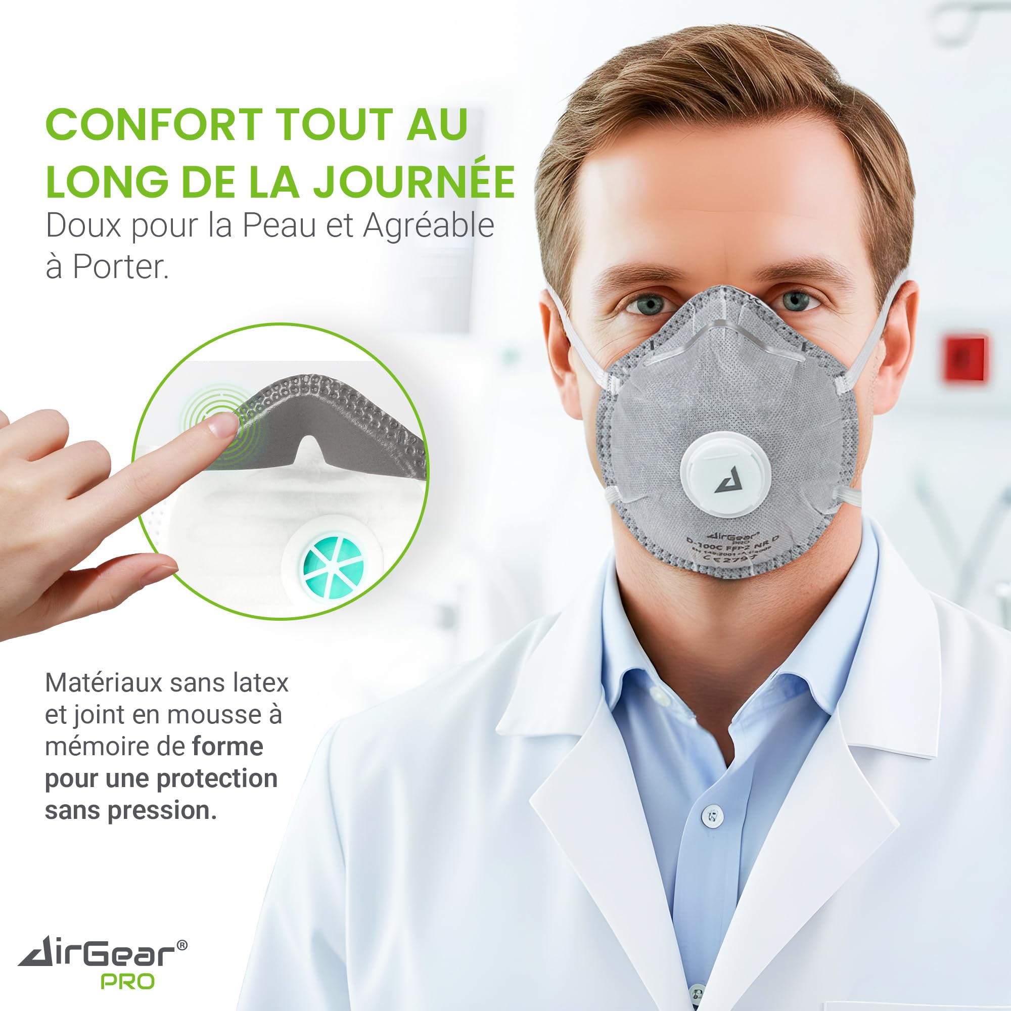 AirGearPro Masque FFP2 avec Valve (Lot de 20) – Masque Anti-Poussière – Protection Respiratoire pour Travaux, Chantier, Bricolage & Produits Chimiques