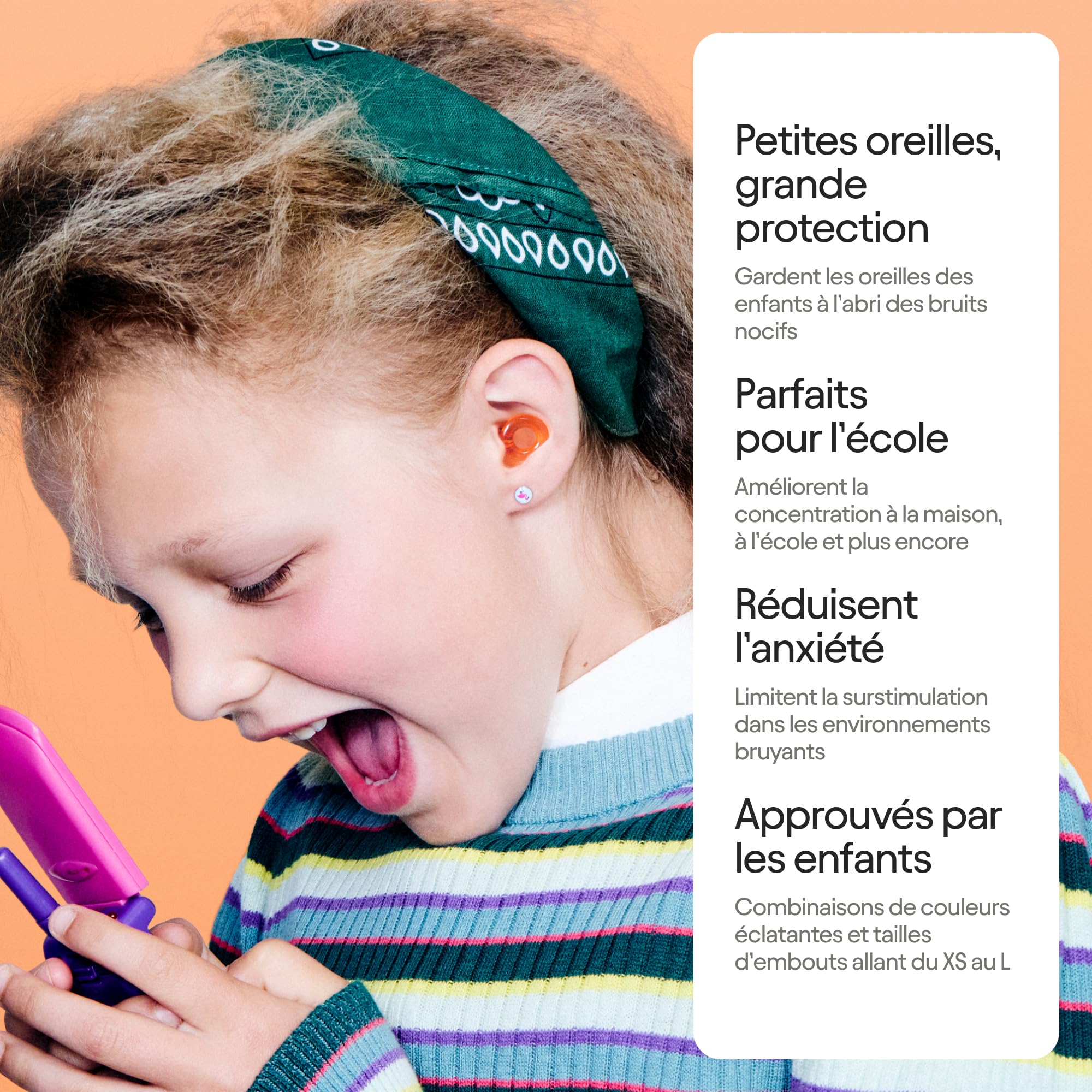 Loop Engage Kids 2 Bouchons d’oreille (6 à 12 ans) – Bouchons d’oreille pour enfants pour la concentration, l’école, la maison, lorsqu’ils jouent et l’anxiété – Réduction du bruit jusqu’à 16 dB