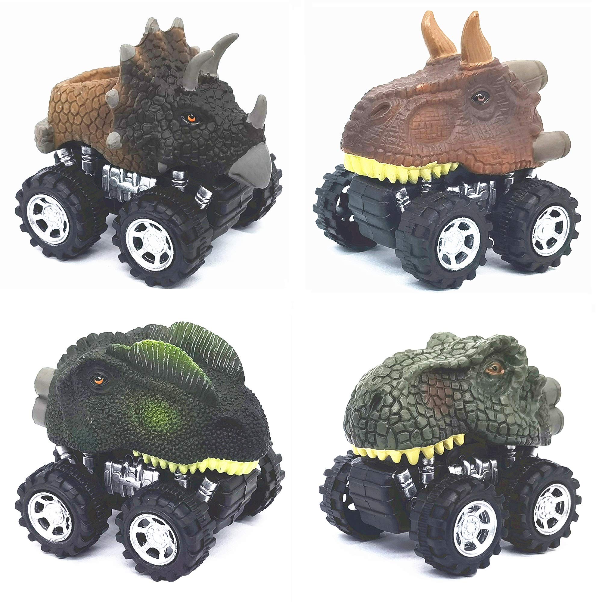Dinosaur Toys, Pull Back Dinosaur Cars, Toys for 3 4 5 6 Year Old Boys, DIDUBUY 4-Pack Toys Set with Big Tire Wheel for Kids Party Favors Creative Gifts Prizes, Stocking Stuffers for Kids