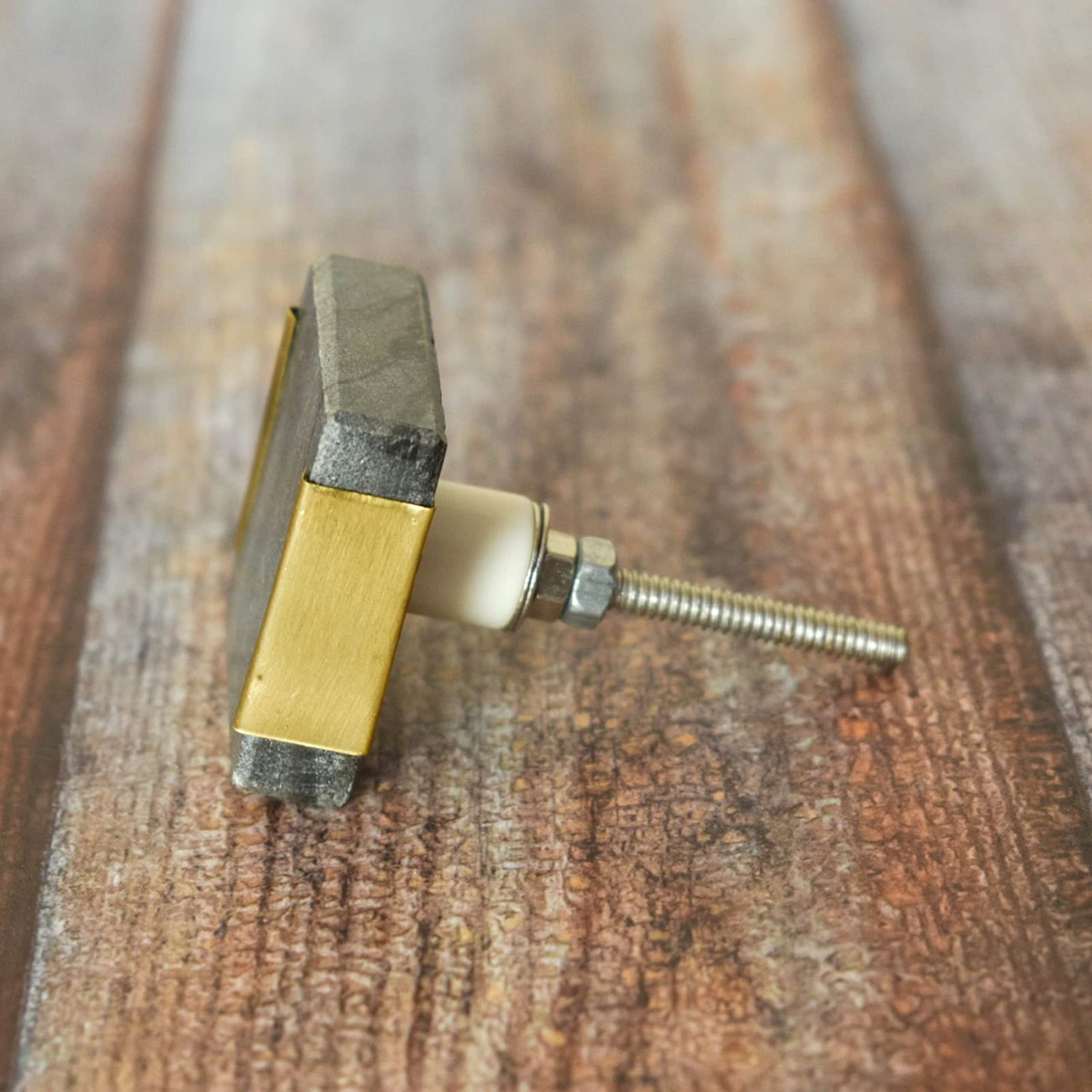 ARTISNO Square Marble Brass Knob, Modern Cabinet Knob, Decorative Hardware, Furniture Hardware, Cabinet Handles - Image 3