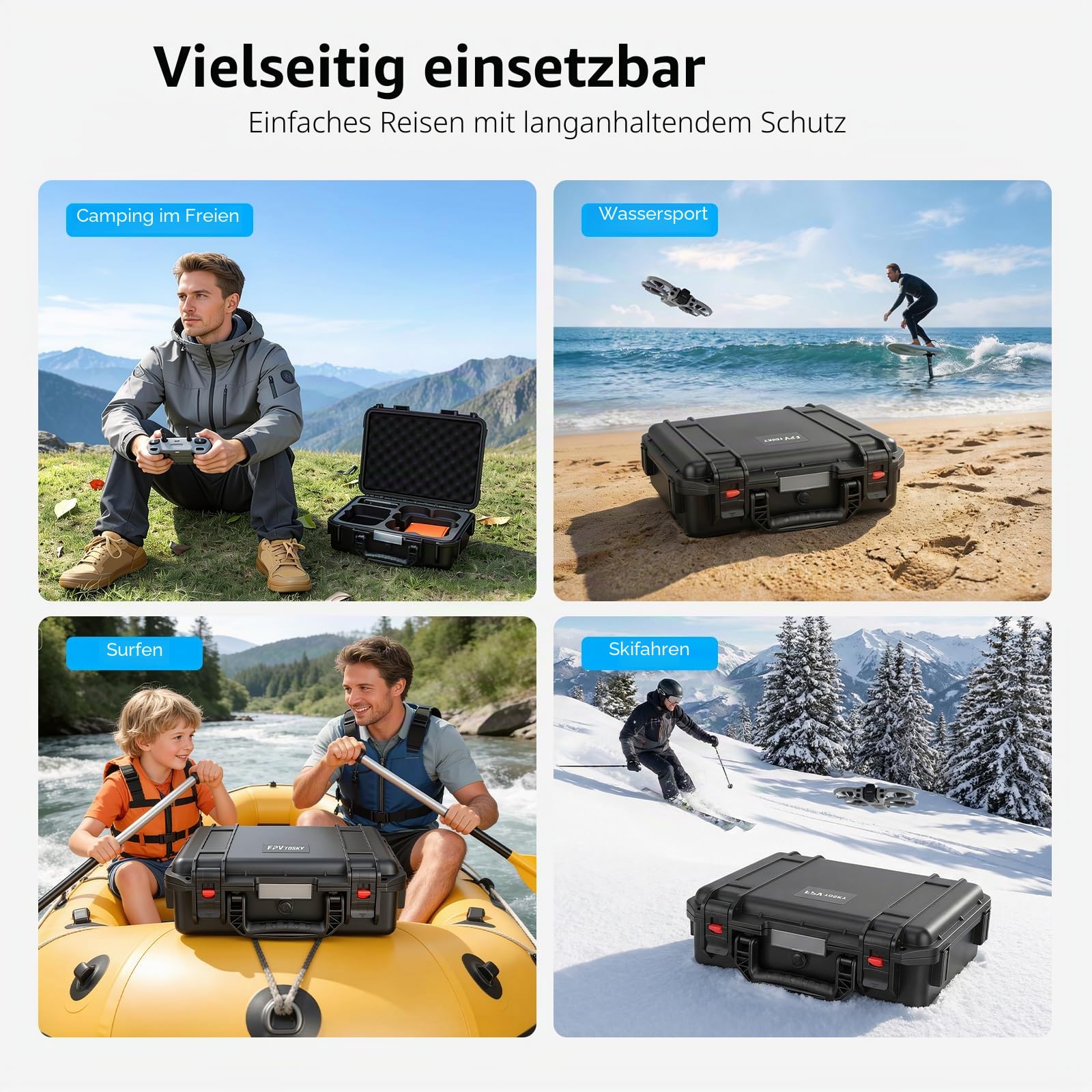 FPVtosky Koffer für DJI Avata 360 & RC 2 – IP67 Wasserdicht, mit Platz für Landematte, Ladestation Zubehör [NUR KOFFER]