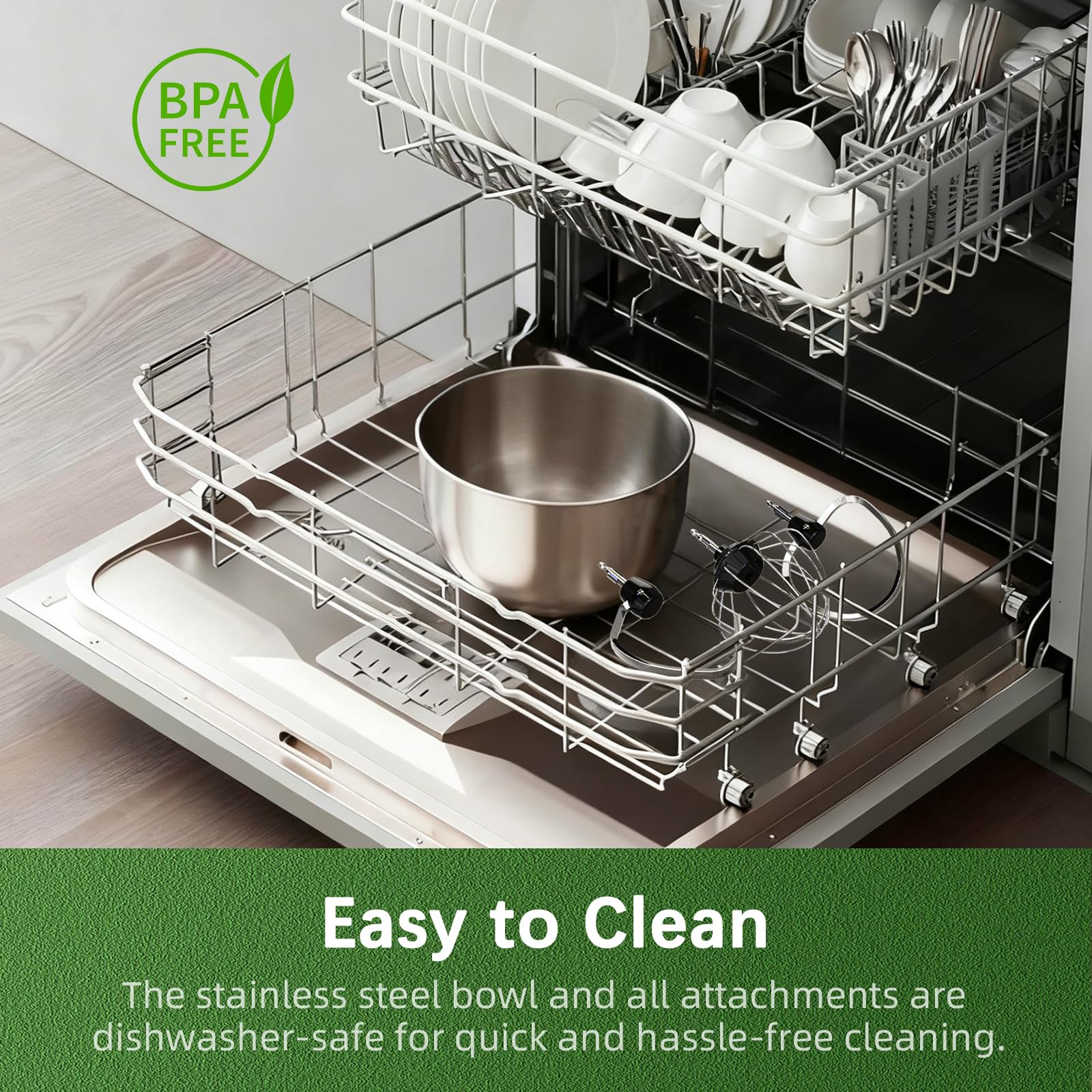 CKEMU Stand Mixer, Compact & Space-Saving, Stainless Steel Bowl, Unique & Playful Design, Effcient Motor, Dishwasher-Safe Attachments, SM-2549A (Yellow) view 6