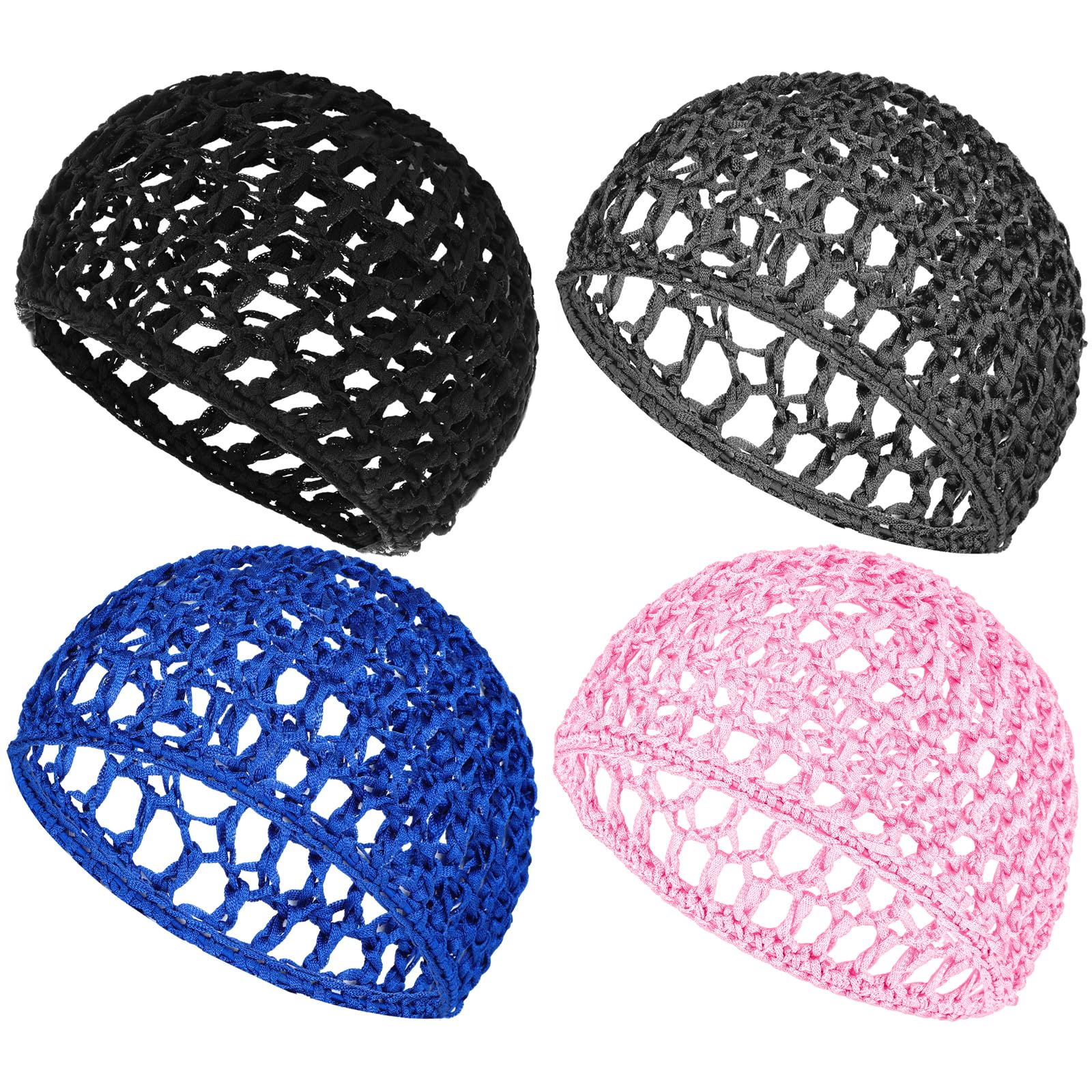 KFHENSOMR Mesh Crochet Hair Net wrap cap for women black hair mesh hairs wraps for black women Thick Short Rayon Knit Snood Hat Woman Hairnet Snoods Cover Ornament for Sleeping