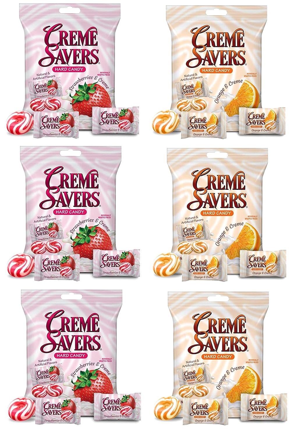 Creme Savers Strawberry and Creme Orange and Creme Hard