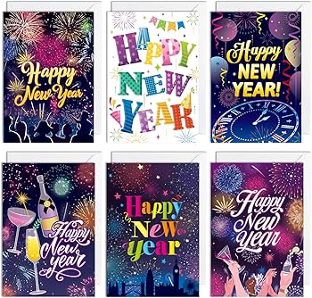 Amazon | HOWAF カラフルなハッピーニューイヤーカード 2025年新年
