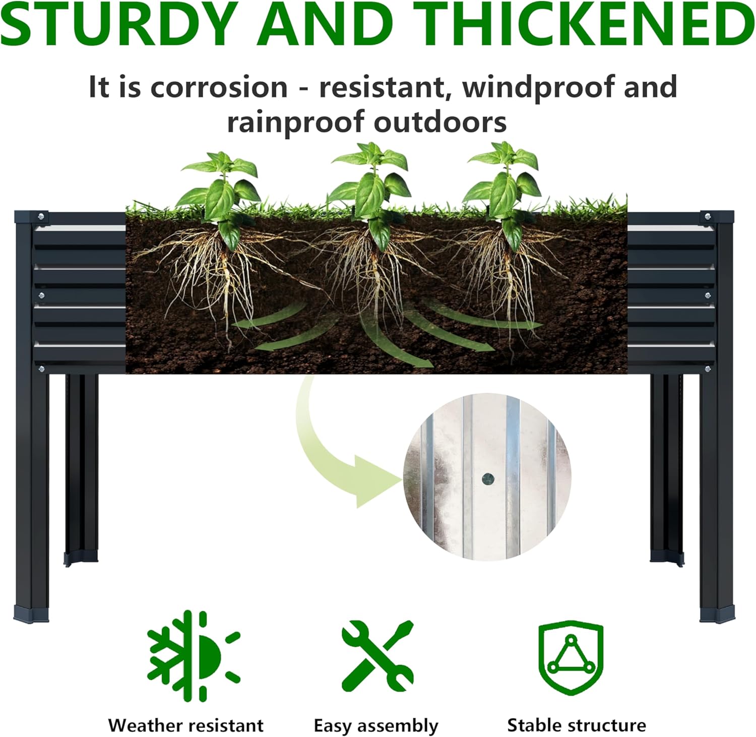 DIIYIV Galvanized Raised Garden Bed with Legs,2PCS 48×24×30in Elevated Planter Box for Backyard,Garden, Patio, Balcony, 350lb Capacity,Planters for Outdoor Plants,Black