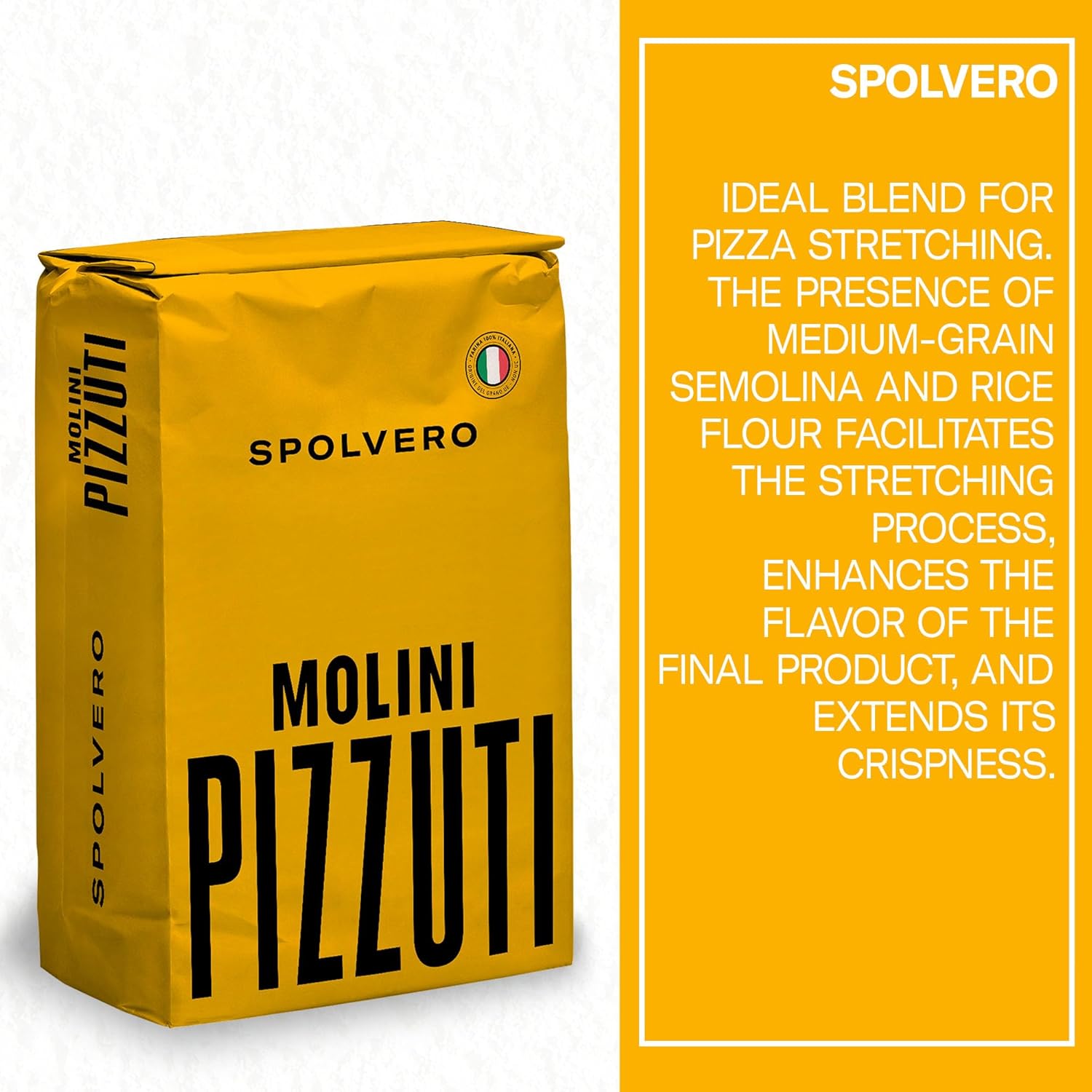 Molini Pizzuti Spolvero Italian Remilled Durum Wheat Semolina – 5kg Bag – Ideal for Pizza Peels, Dough Stretching, Anti-Stick Dusting, and Artisan Bread Baking