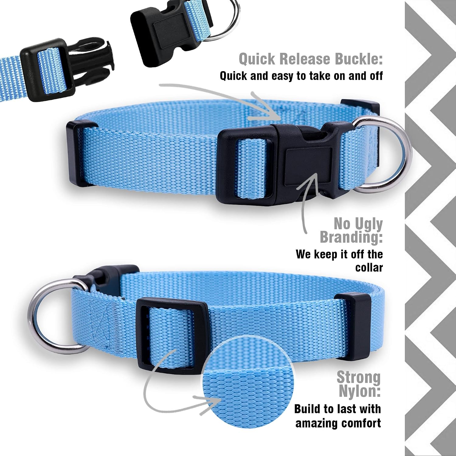 Native Pup Basic Nylon Dog Collar, Adjustable for Small, Medium, Large pet and Puppies Accessories, Cute Colors for Male, Female, boy, Girl, Puppy (Medium, Light Blue) image 4