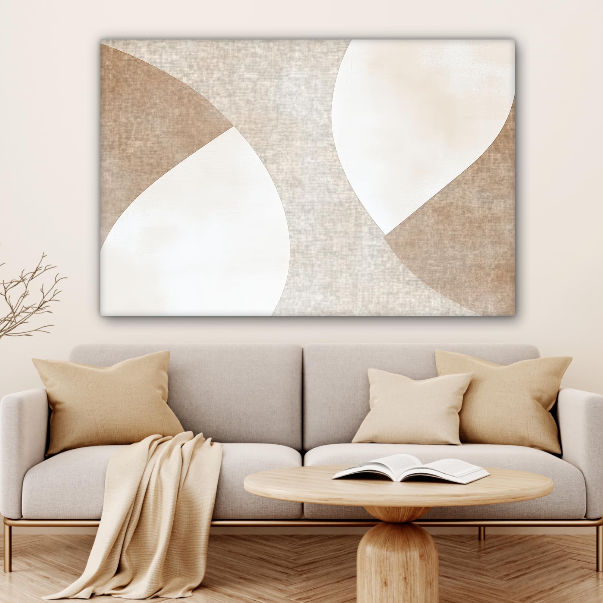 MuchoWow© Canvas Schilderij 60x80 cm Kamer Decoratie Woonkamer Schilderijen Slaapkamer Room Decor Wanddecoratie Wall Art Painting Bruin - Japandi - Abstract