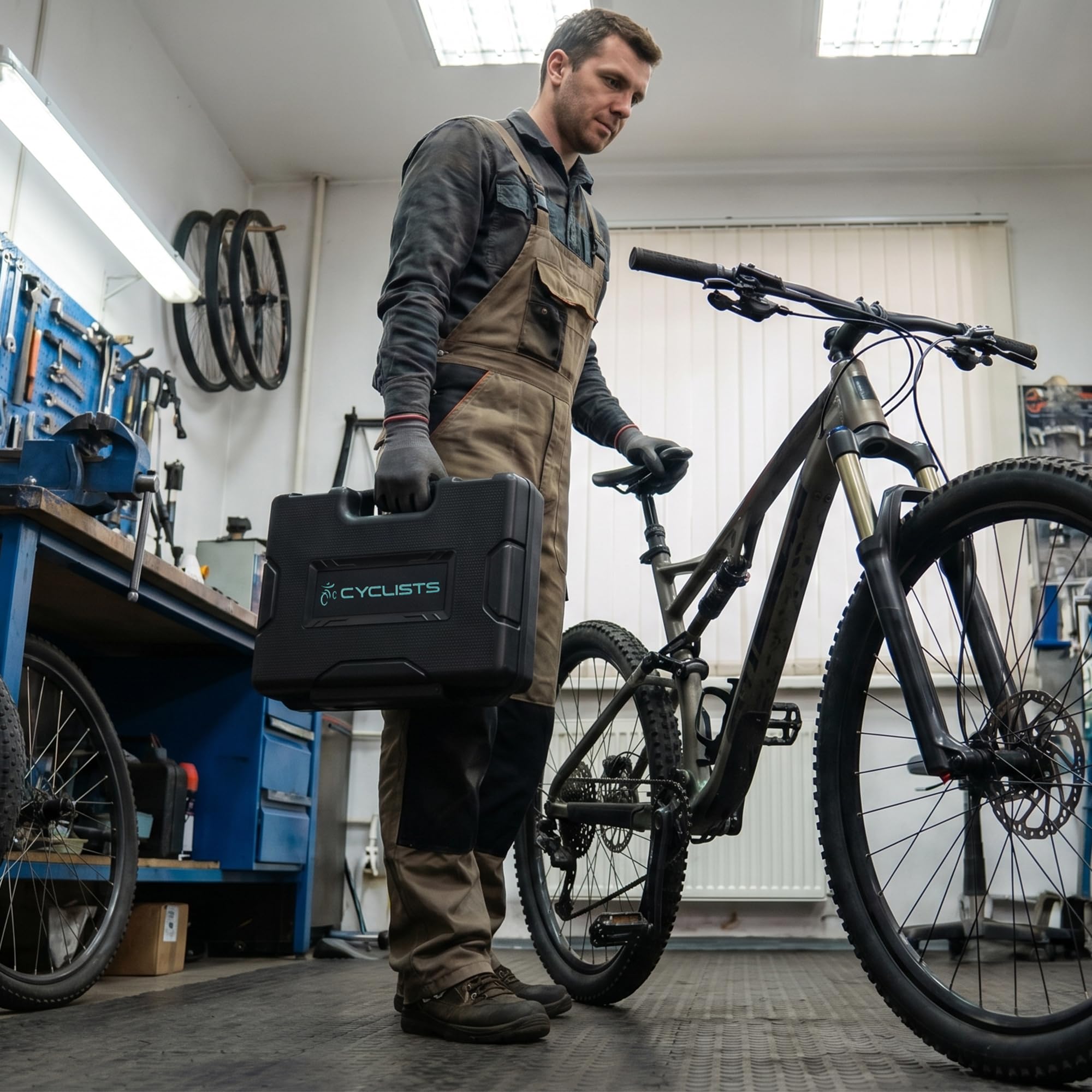 cyclists Professionelles Werkzeugset für E-Bikes – 33-teiliger Fahrrad-Reparatur-Werkzeugsatz für Rennräder und Mountainbikes, zur Reparatur von Reifen, Bremsen, Ketten, Pedalen und Kurbelabzieher