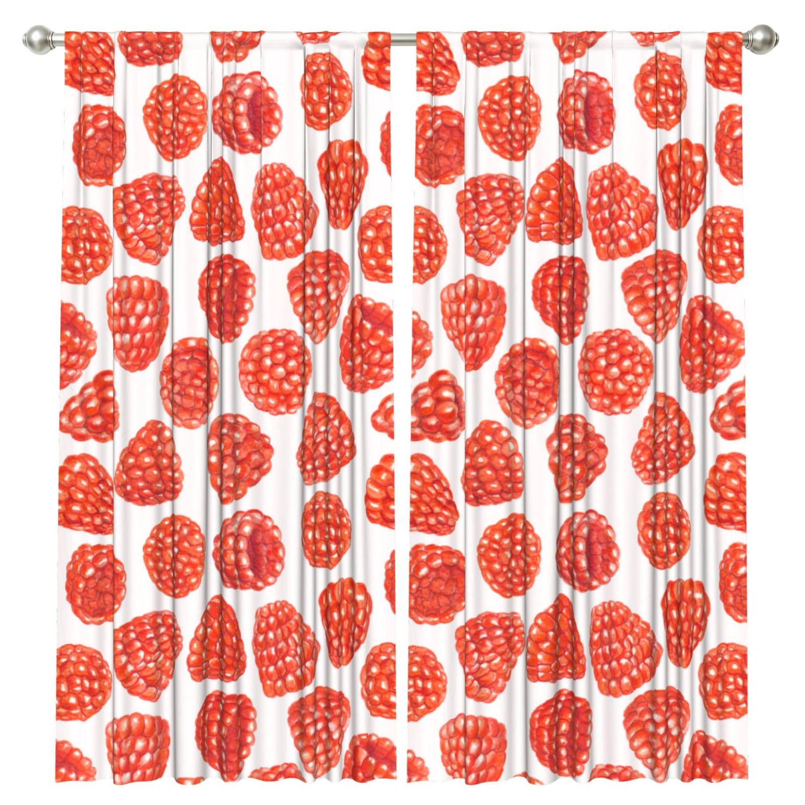InOmak Raspberry Pattern, 2 Panels Window Curtains 52 x 84 Inch Blackout Curtains for Living Room Bedroom