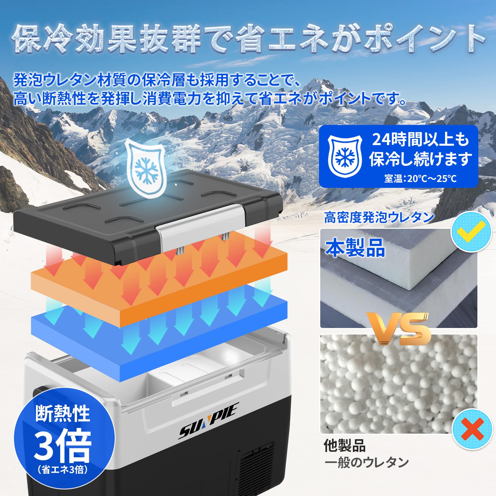 SUNPIE ポータブル冷蔵冷凍庫 60L 車載 家庭用 Amazon.co.jp: 「SUNPIE」車載冷蔵庫 45L -20℃～10℃ 60W 急速