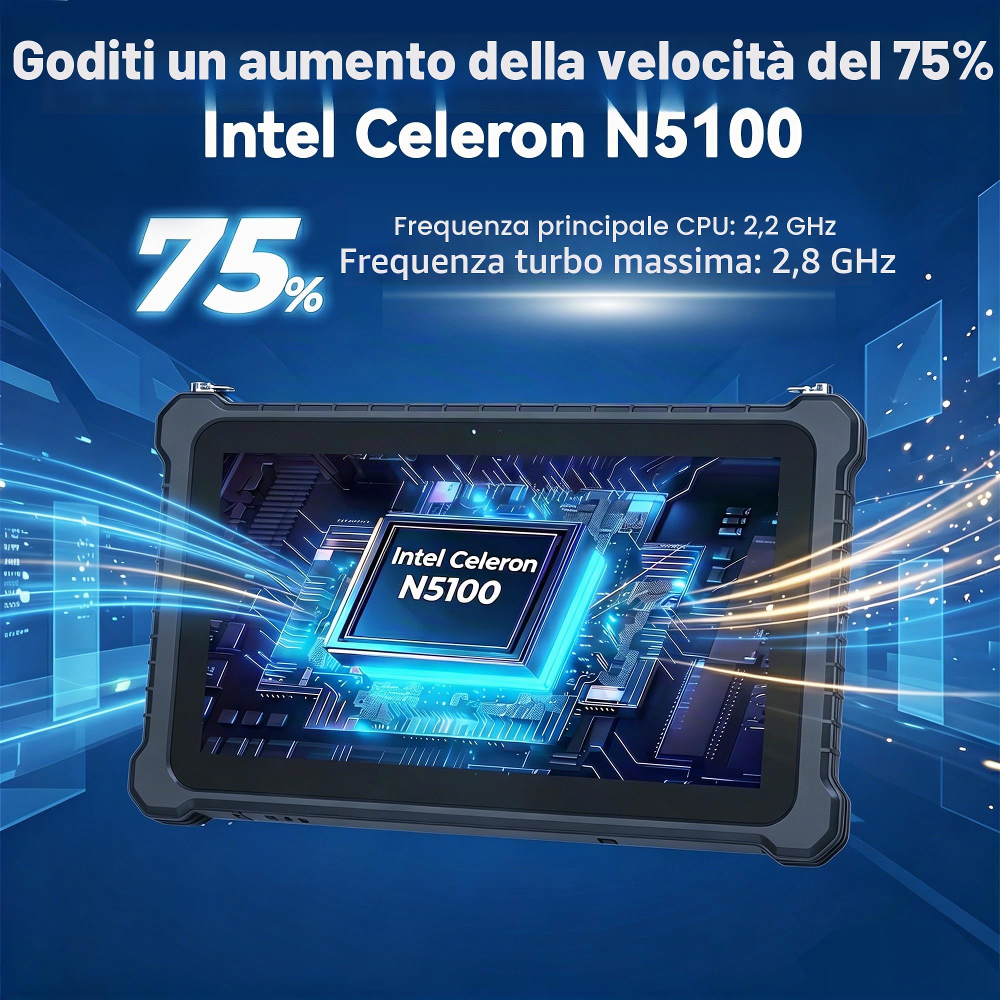 10.1" IP67 Tablet robusto (N5100 8GB+256GB) Windows 11 Pro Tablet industriale impermeabile, impronte digitali, batteria 8000mAh, GPS, WiFi, 4G LTE, BT4.2, per il lavoro sul Work