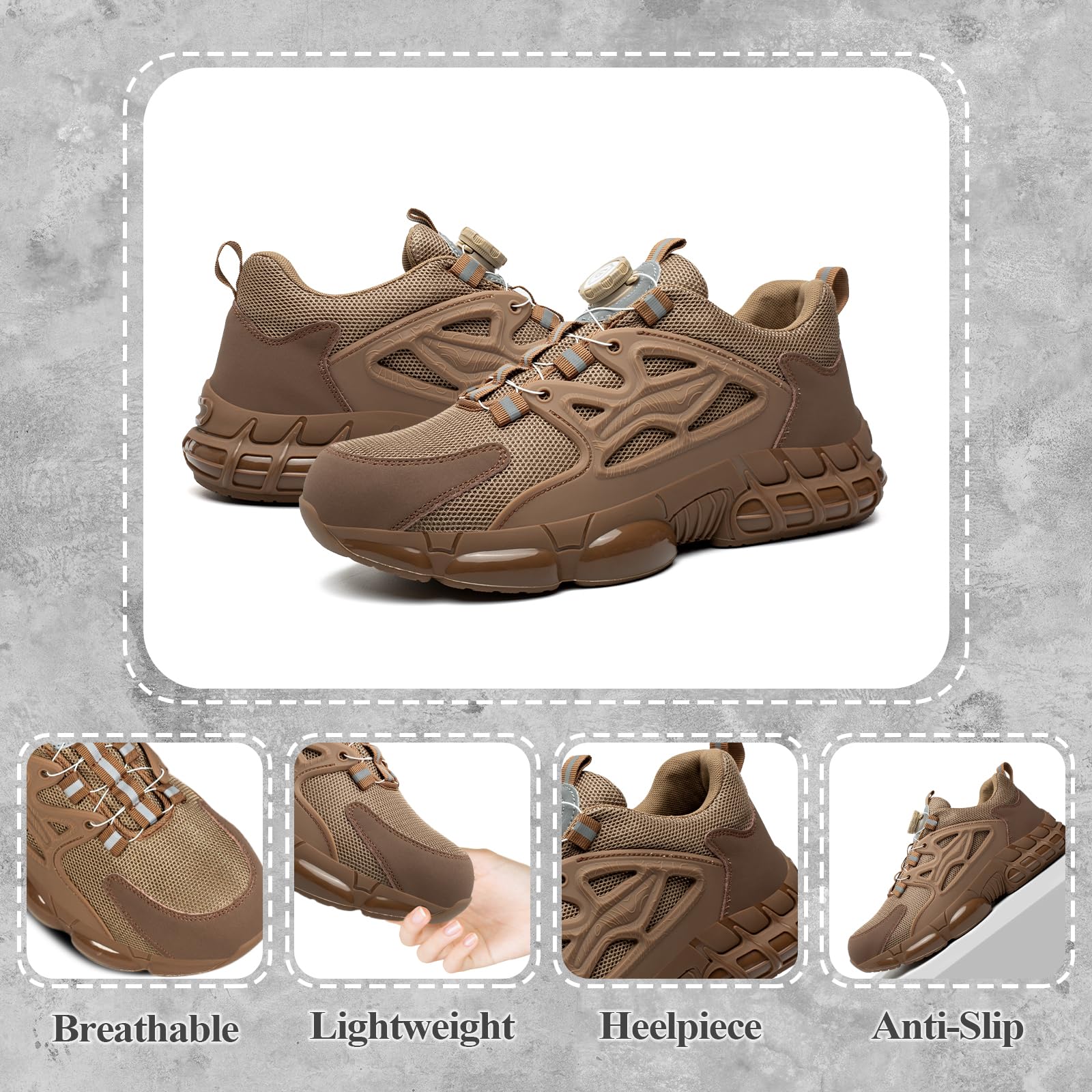 GemChve Scarpe Antinfortunistiche Uomo Donna Leggere Traspiranti Sneakers Antiscivolo Scarpe Sicurezza con Punta in Acciaio Regolazione Rapida dei Lacci 36-46 EU