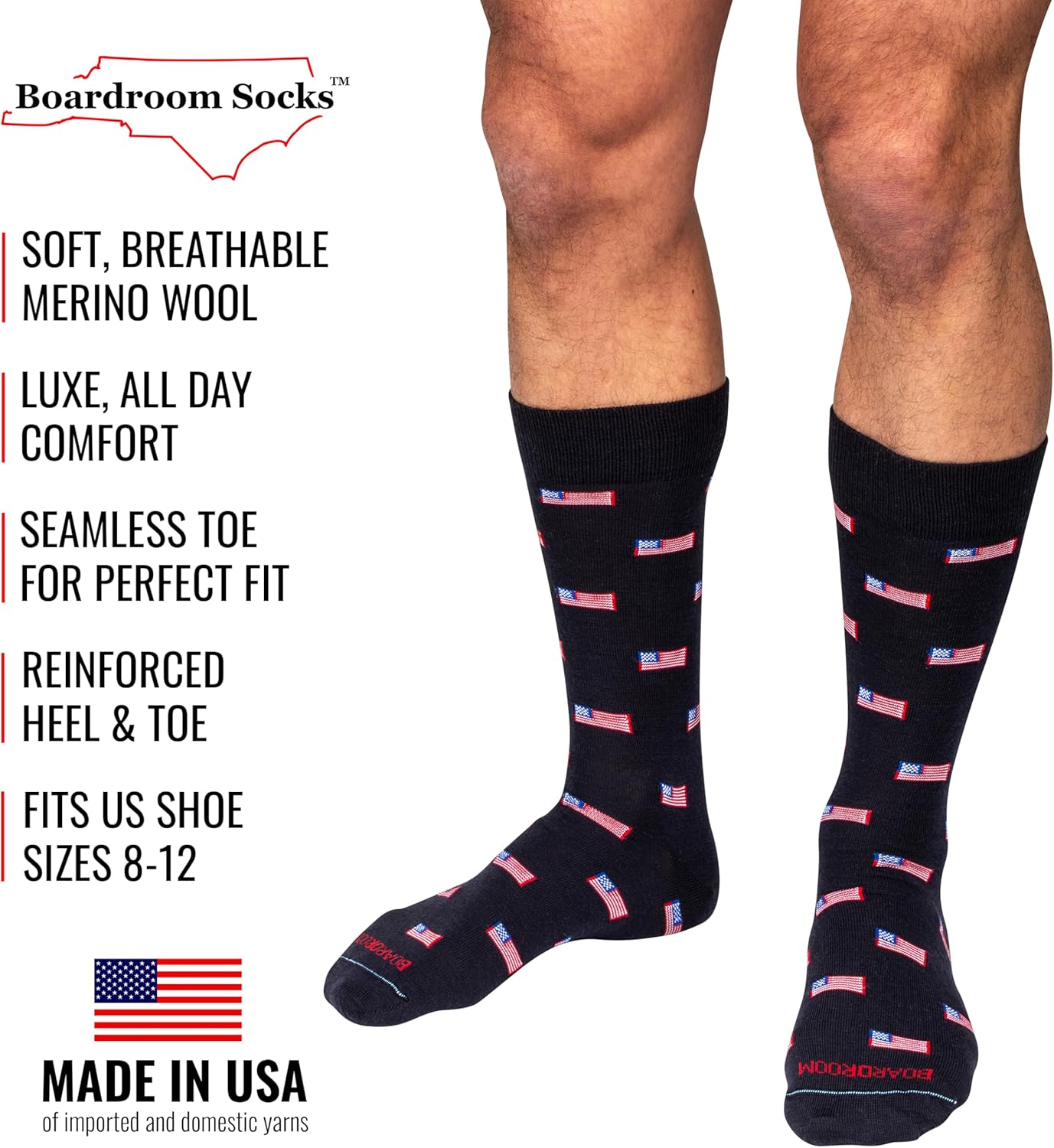 BoardroomSocks Merino Wool Mid-Calf Patterned Socks, Dress Socks for Men - Image 4