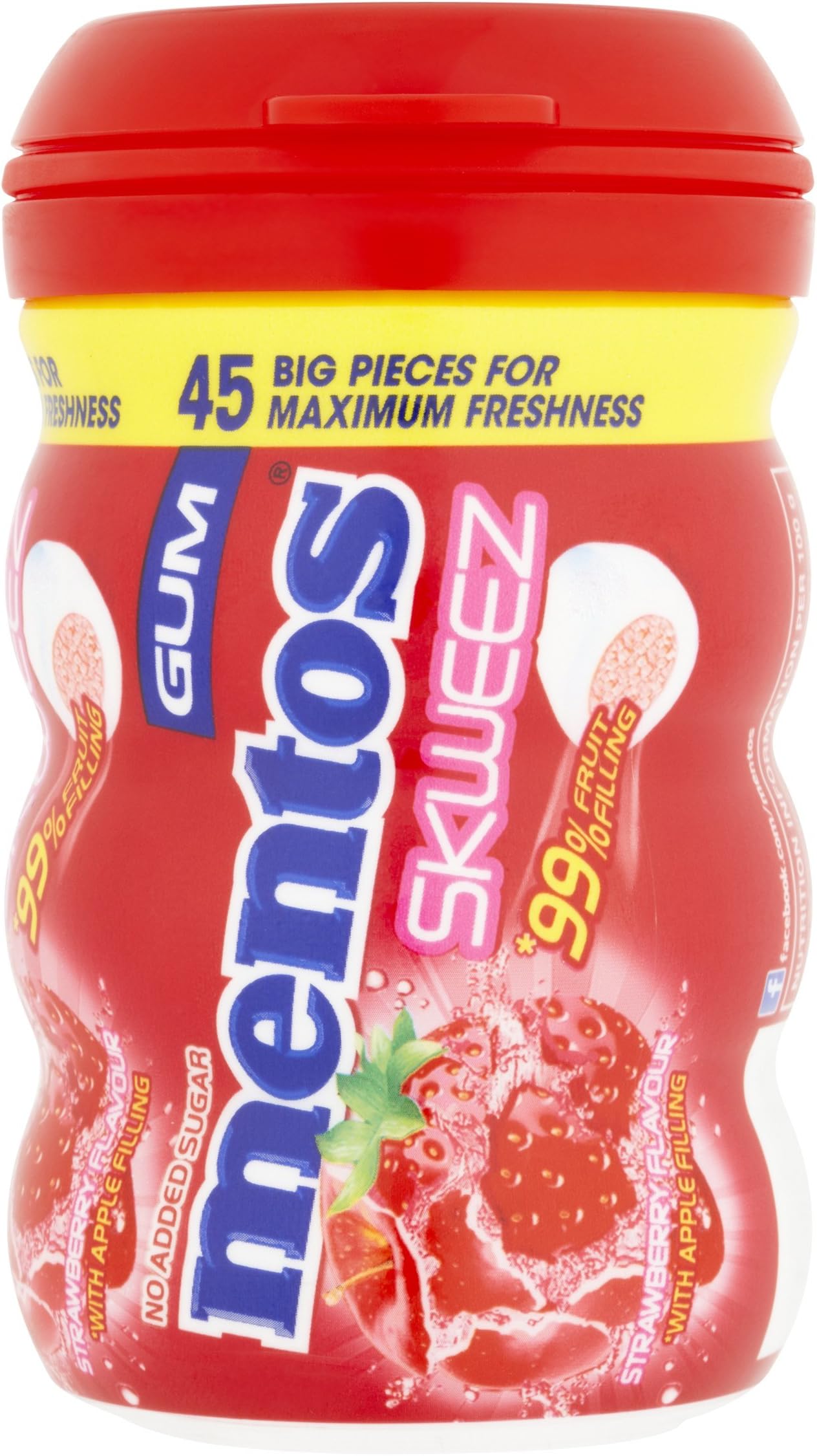 Mentos Gum, Strawberry (pack of 6 , 45 Piece)