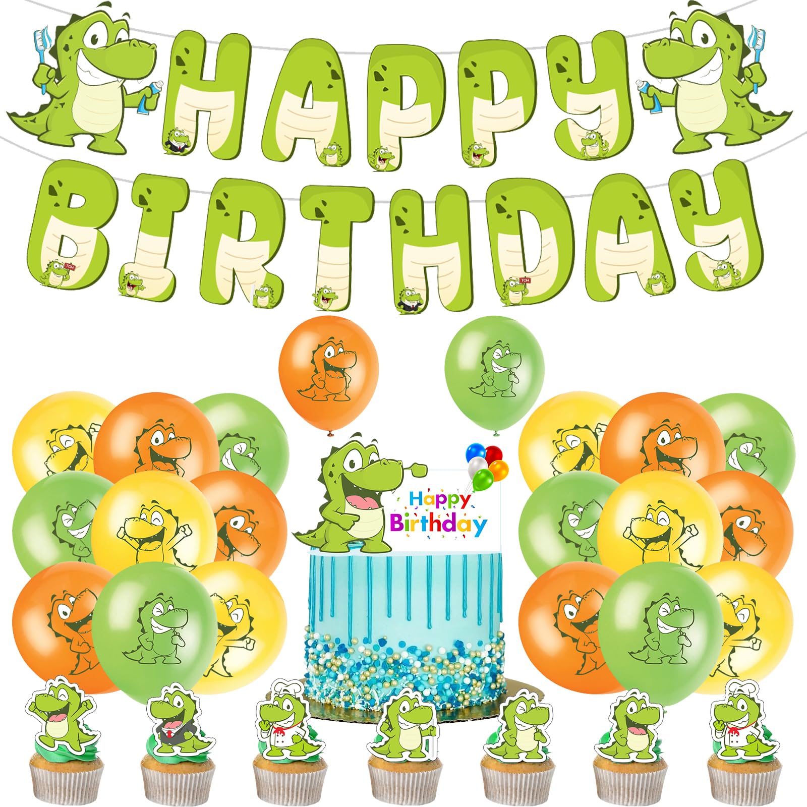 Ovanda Krokodil Luftballons 5er Set - Folienballons Für Geburtstagsdeko