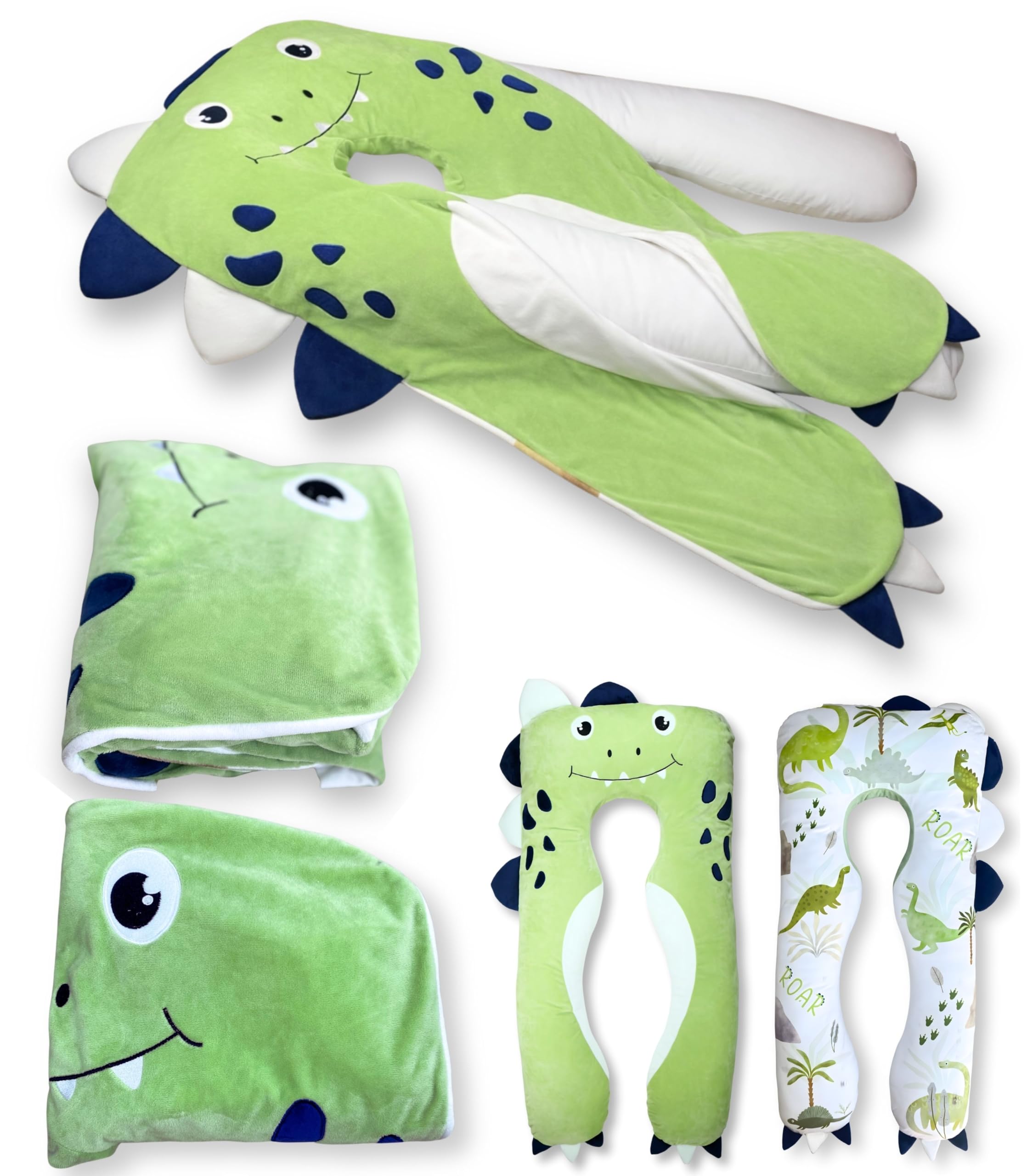 LUNAMIRA Pillowcase Only – Original Replacement Body Pillow Cover, Dino Design, Ultra-Soft Micro Plush Fleece, Double-Sided, Breathable &
