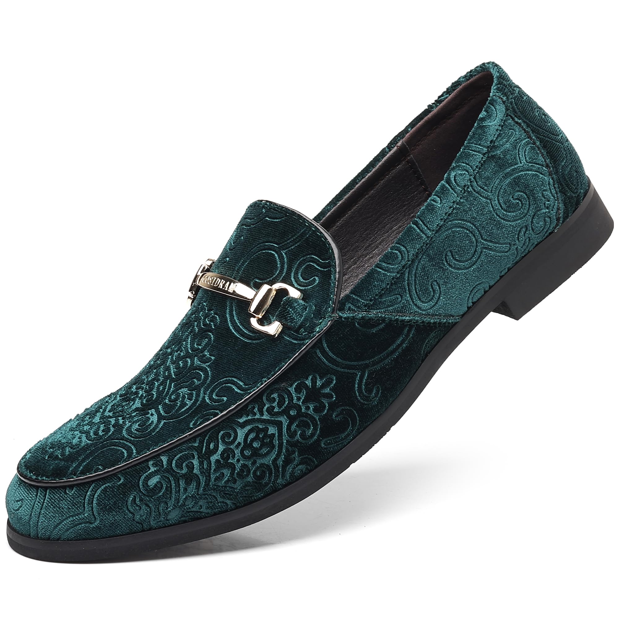 COSIDRAM Men's Velvet Penny Loafers | Luxury Jacquard Pattern | Classic Design | Ideal for Parties & Proms | Comfortable