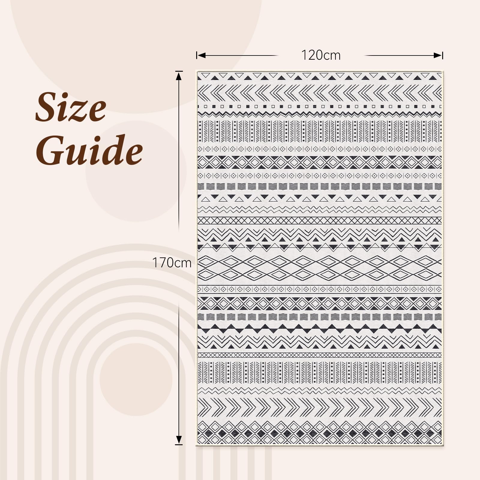 Vamcheer Tappeto Salotto Pelo Corto - Tappeti Moderni Camera da Letto Grandi Dimensioni,Tappeto Cucina Antiscivolo Lavabile,Tappeto esterno Palestra,Ufficio,Corridoio,160x230 Nero