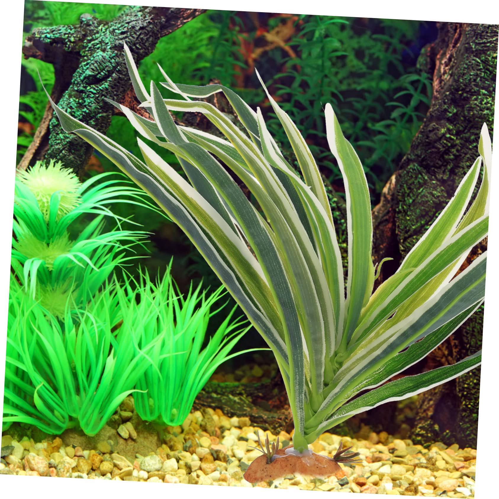 DOITOOL 5 Plantas Artificiales Resistentes Al Agua para Acuario De Reptiles Decoración De Terrario Verde.
