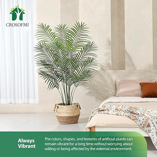Miniatura 5 de Palma artificial de areca de 5 pies, palmera tropical falsa, perfecta para plantas de imitación Dypsis Lutescens en maceta para interiores y