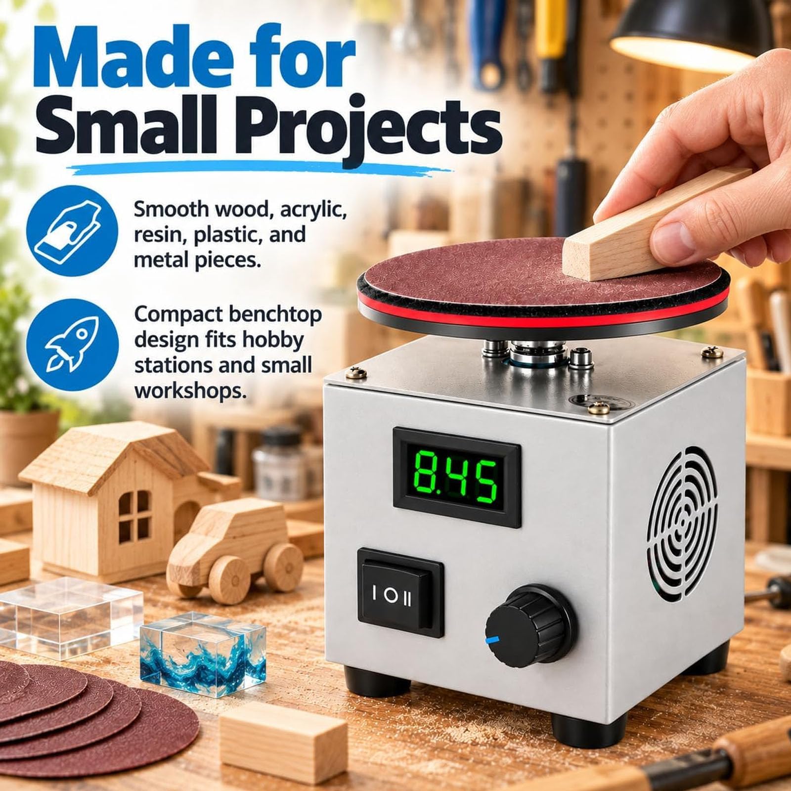 Mini ponceuse à disque 4" avec plateau abrasif
