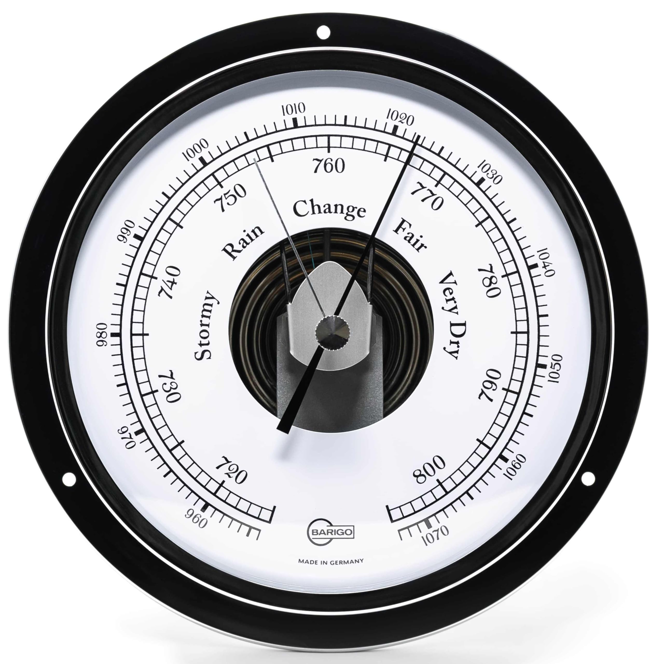 BARIGO 111CR VIKING Barometr okrętowy - 155 x 35 mm - z mosiężną, chromowaną obudową, metalową tylną ścianą - Wyprodukowano w Niemczech
