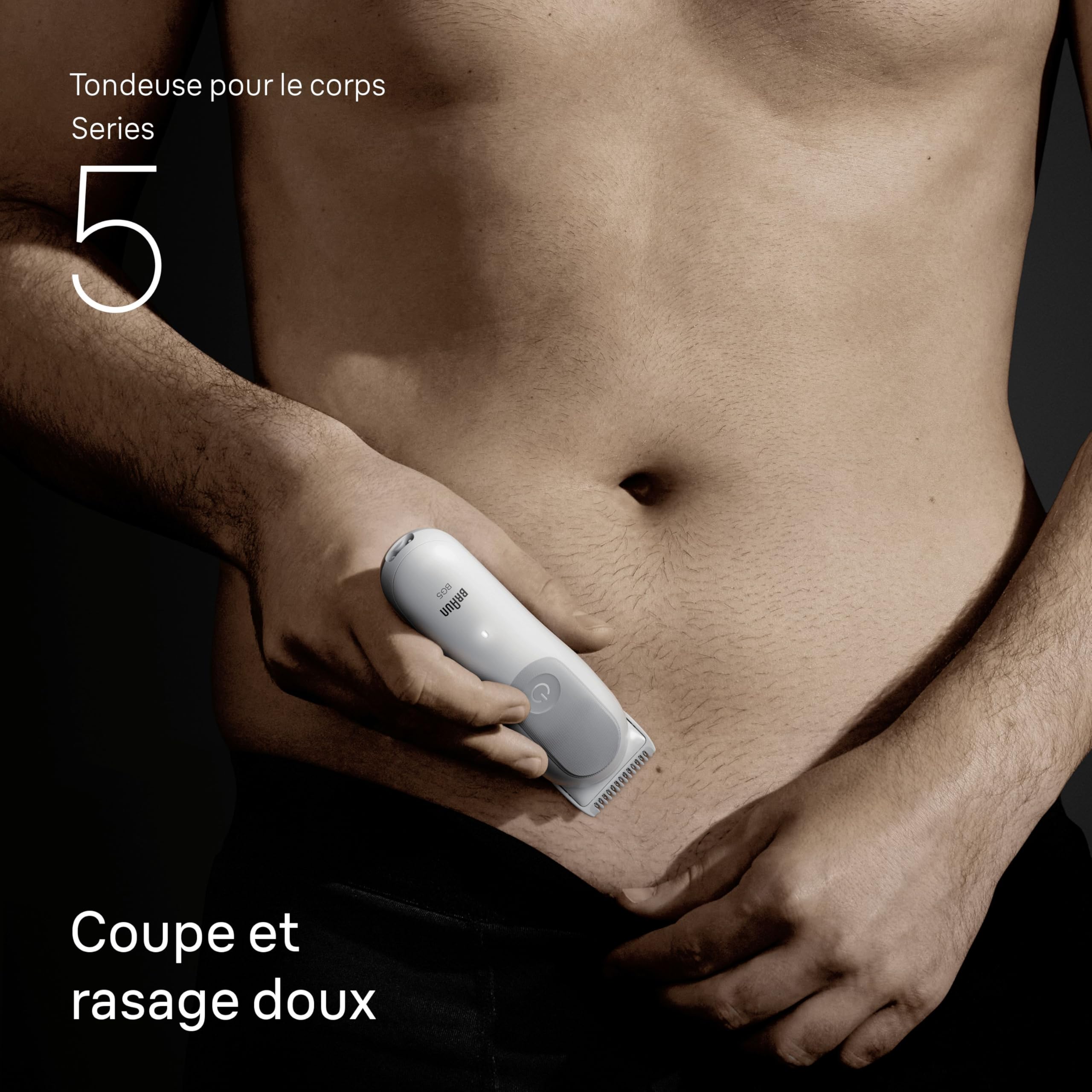 Braun Tondeuse Electrique Homme, pour le Corps, Series 5, BG5555, Grise | Etanche, Batterie Rechargeable, Lame SkinGuard, sans Fil, Coffret avec +7 Outils de Rasage, Emballage en Carton
