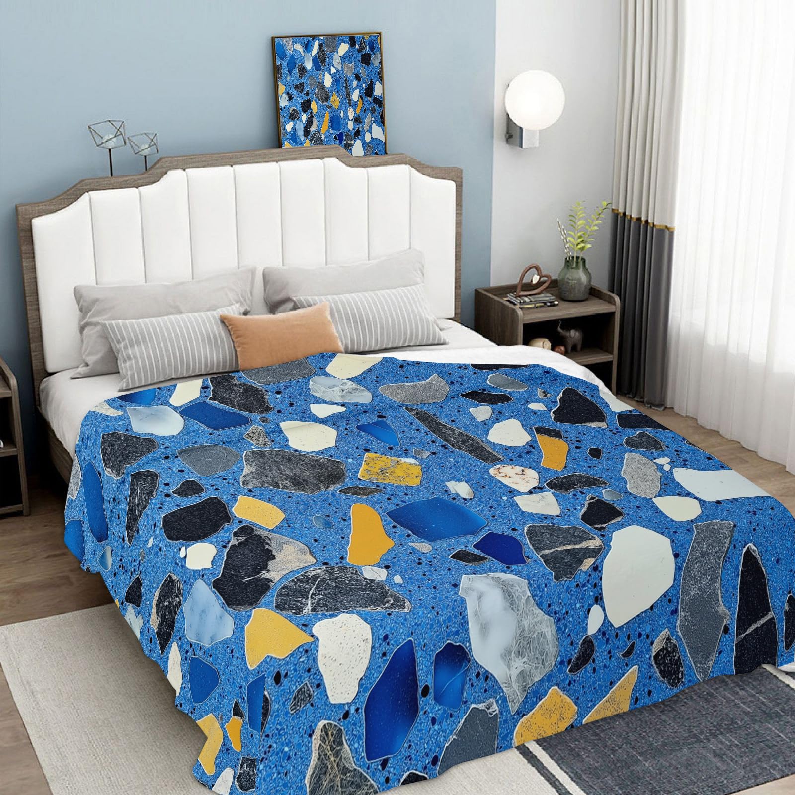 Jeté de canapé chaud en flanelle mosaïque pour vos soirées cocooning au salon