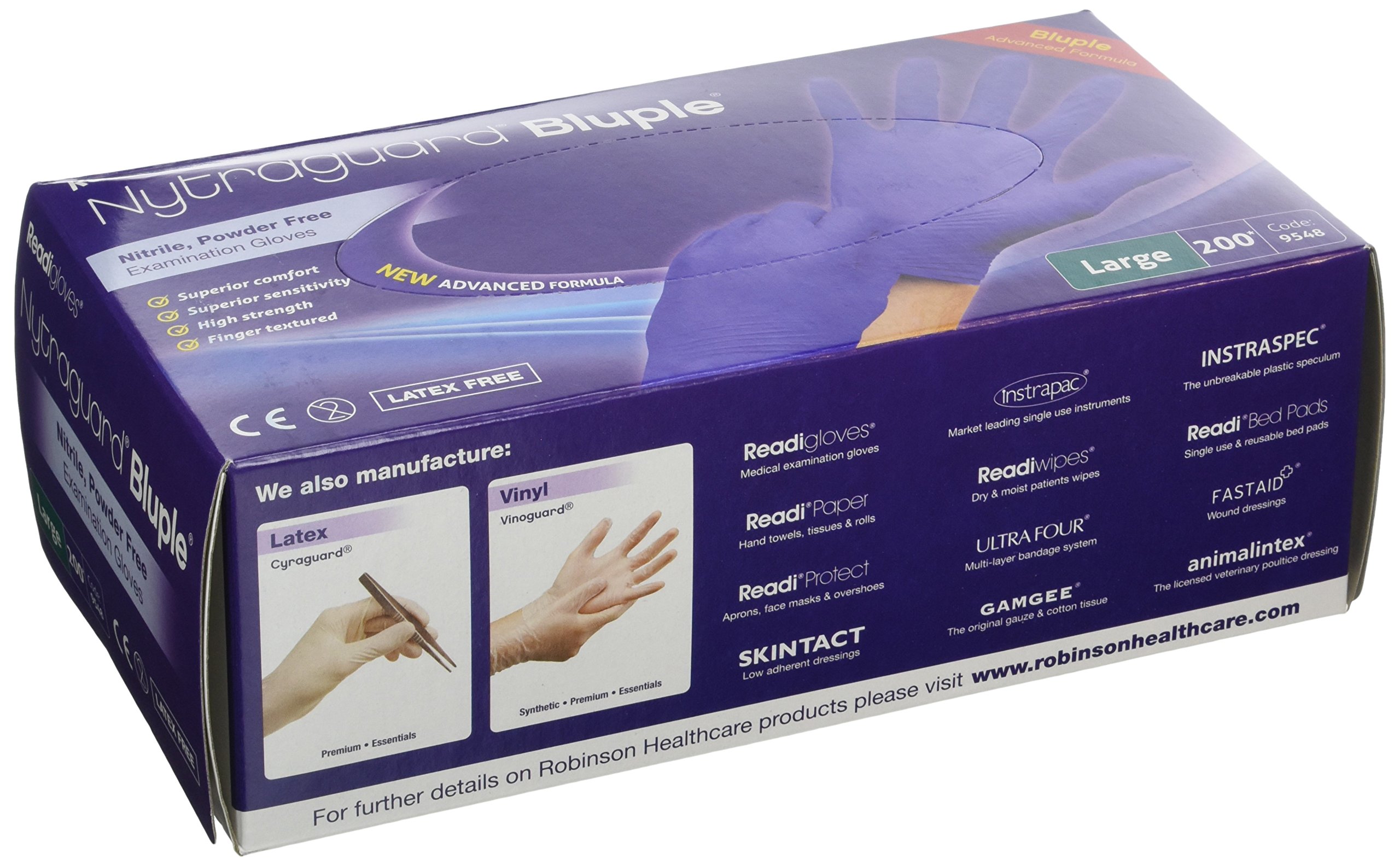 ReadiGloves 9548 Nytraguard Bluple Nitrile Gloves - Large (Pack of 200)