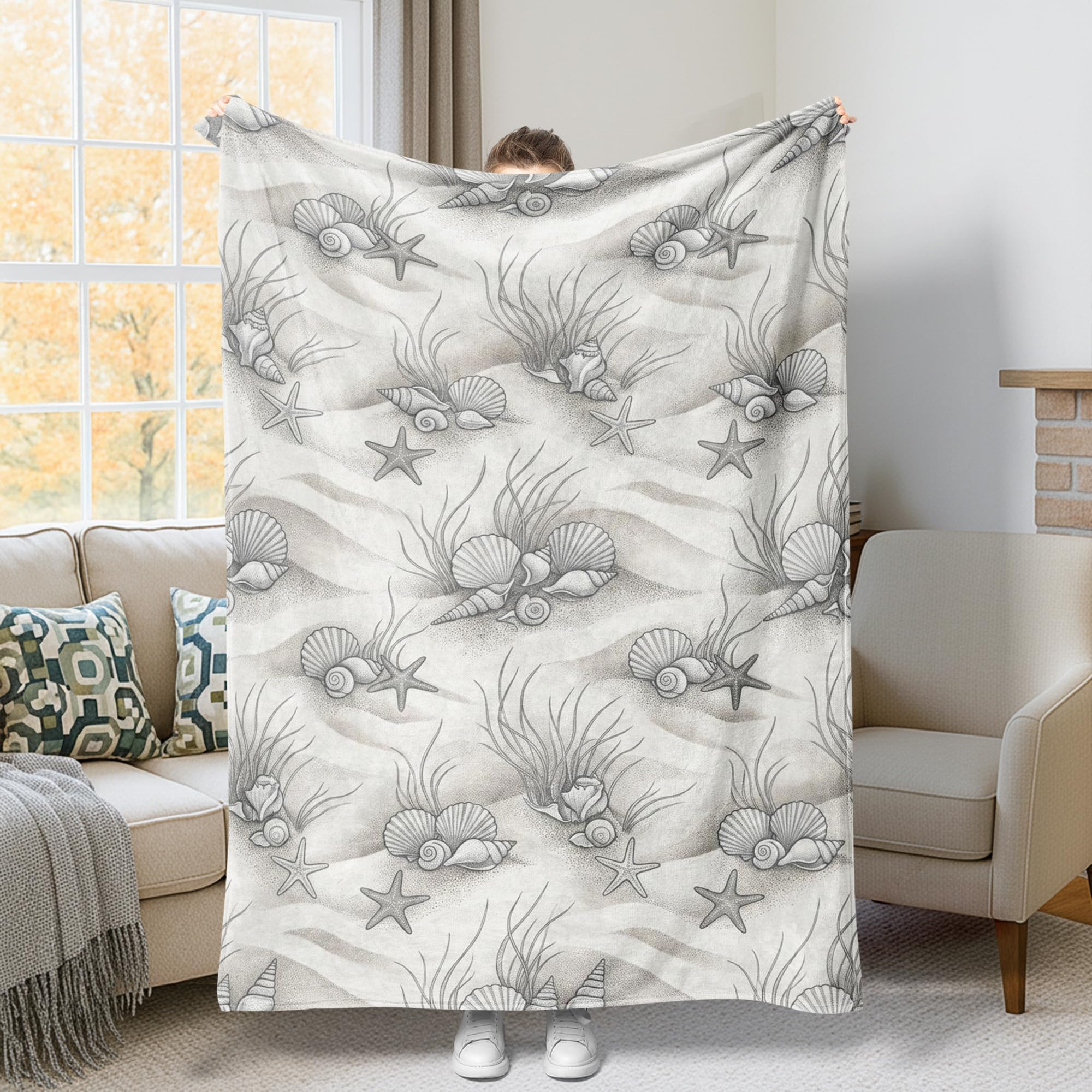 Couverture pelucheuse et légère jeté de lit déco marine