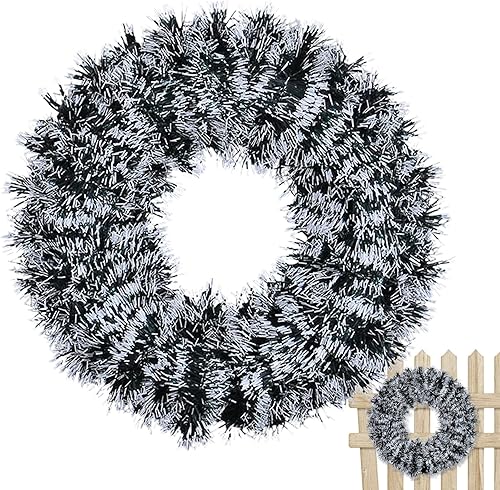 Miniatura 9 de Corona de Navidad artificial, coronas de pino de Navidad, corona de pino de invierno de granja con diseño de pino simulado, coronas de Navidad con