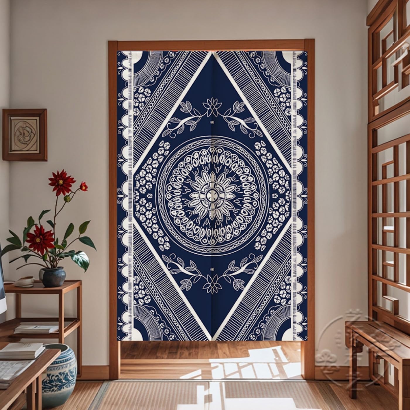 Guest Ruyunlai M08blue Pattern Japanese Noren Doorway Curtain, 100X150cm