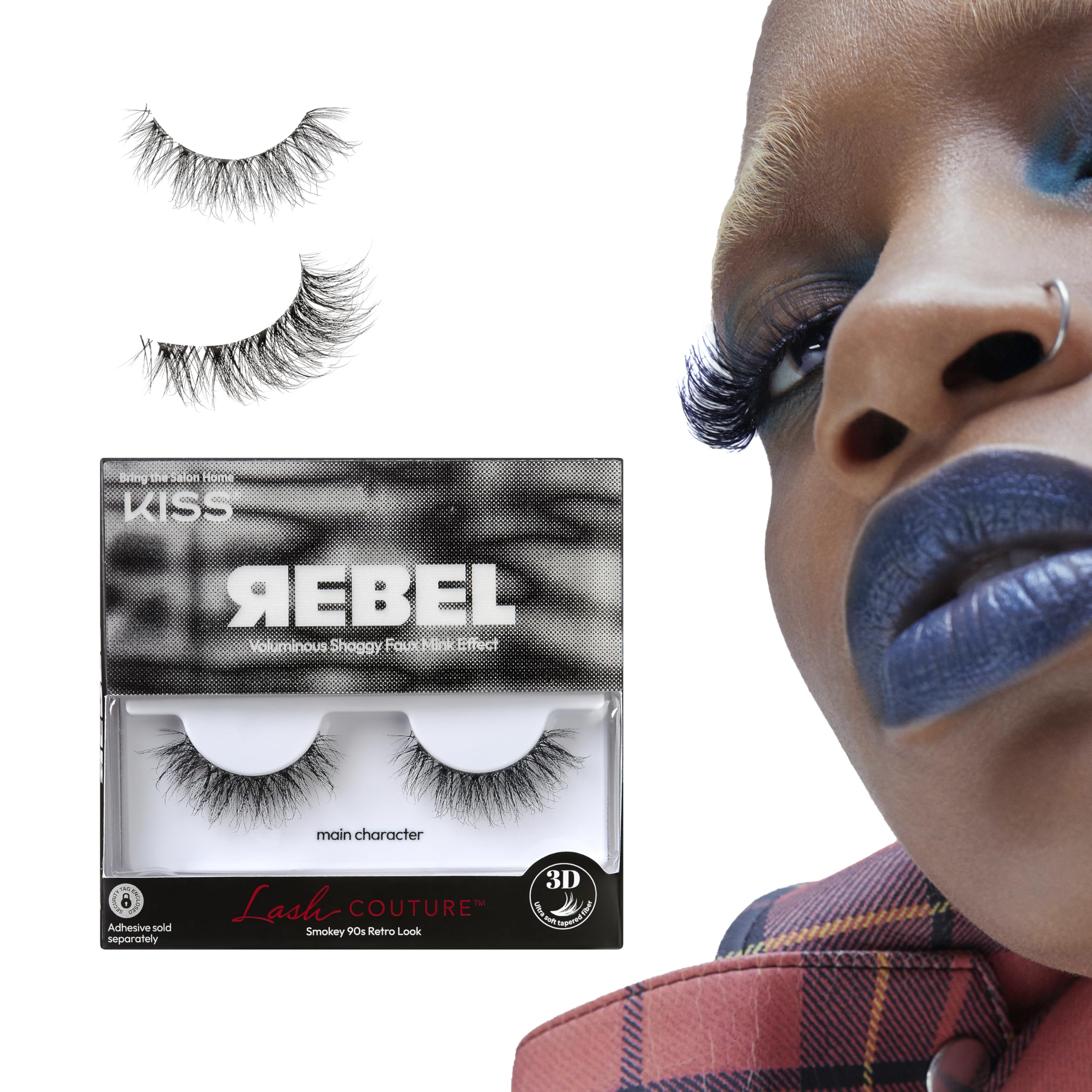 KISS Rebel False Eyelashes Main Character 12mm Includes 1 Pair Of Lash Easy to Apply Reusable Lash Clusters