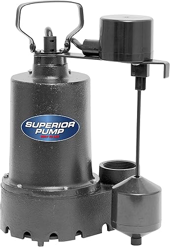 Vista 8 de Bomba para sumidero Superior Pump 1/3 HP de hierro fundido, descarga lateral con interruptor flotador vertical, 92341