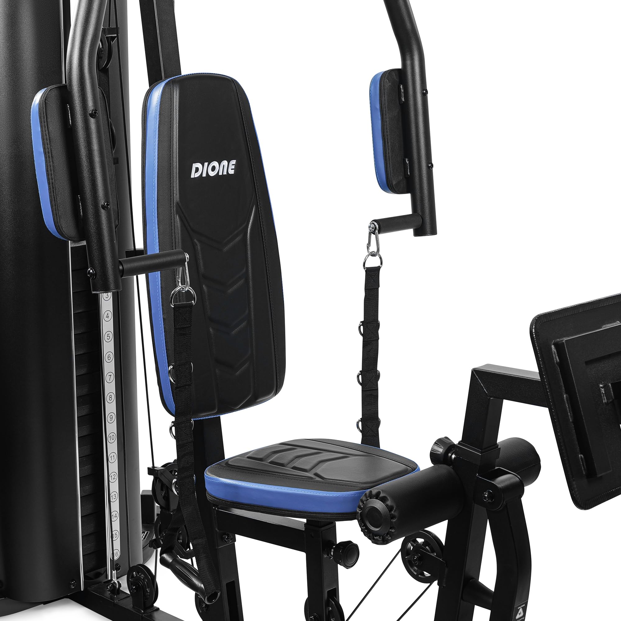 DIONE HG6 - Station de fitness - Home gym - Station de musculation - Avec presse à jambes - Bloc de poids de 80 kg - Coussin d'assise de luxe