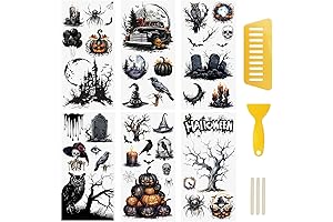 WANDIC 6 Sheets Halloween Rub On Transfers Stickers for Spooky Crafts