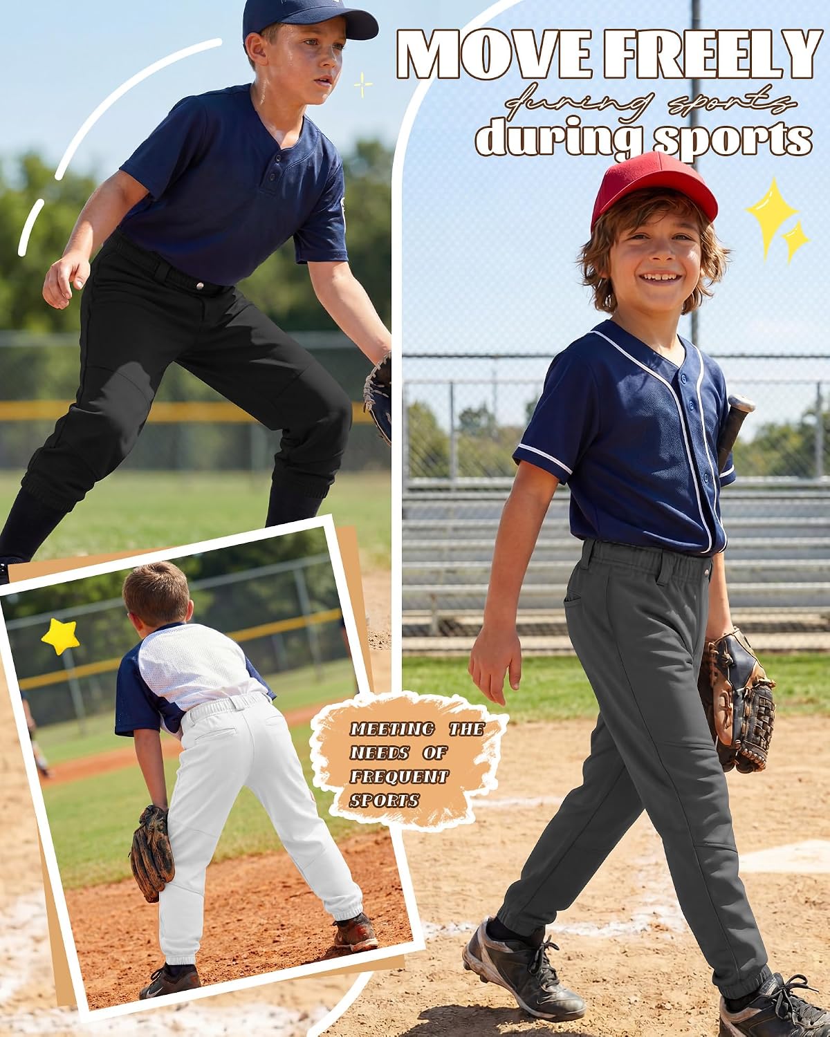 3 Pack Boys Baseball Softball Tball Pants