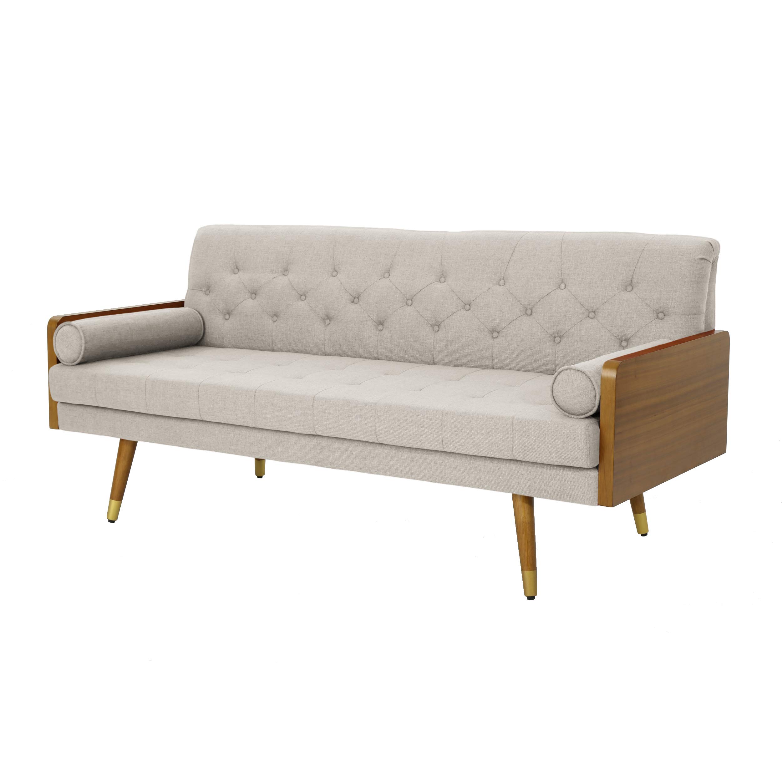 GDF Studio Darcy Jalon Mid Century Modern Tufted Fabric Sofa, Beige