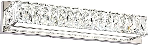 ZUZITO Lámparas de baño de cristal sobre el espejo, luces LED modernas de tocador de 22.8 pulgadas para baño, iluminación de baño de acero